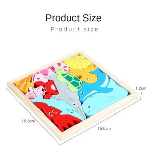 Montessori Hot Bán động vật bằng gỗ Câu Đố trẻ em Montessori Trò chơi lắp ráp trẻ em học tập giáo dục đồ chơi gỗ 3D ghép hình câu đố - Product Image 6