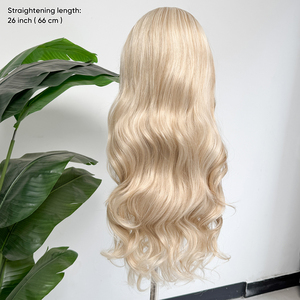 Perruque synthétique 13x4 blonde en fibre japonaise Futura, avec dentelle transparente, sans colle, résistante à la chaleur, pré-plumée - Product Image 2