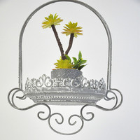 Jardinière suspendue en métal rustique antique, peinte à la poudre, faite à la main, style vintage, pour intérieur/extérieur, balcon, jardin
