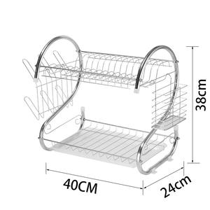 Scaffale Portaoggetti da Cucina in Metallo di Alta Qualità, Multifunzione a 2 Ripiani, Scolapiatti <span class=keywords><strong>con</strong></span> Supporto per Tagliere e Vaschetta di Raccolta - Product Image 3