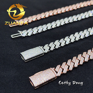 Gemi hazır erkekler Hiphop takı 13mm AAAAA zirkon elmas ayar 925 gümüş küba Link zinciri buz Out Hip Hop kolye zinciri - Product Image 4