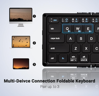 Clavier Bluetooth pliable IClever BK18 Portable, rechargeable, format de poche pour les voyages, compatible avec iPad, iPhone, ordinateur portable