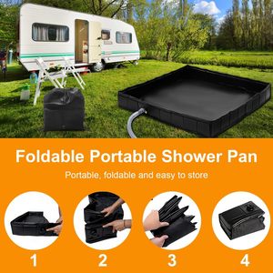 Outdoor Shower Tray 104x104x15cm PVC Portable Camping Water Collection Basin With Drain Hose - Product Image 3