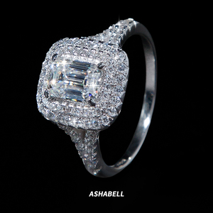 Ready to Ship S925 Sterling <strong>Silver</strong> 5*7mm 1ct <strong>Emerald</strong> Cut Moissanite <strong>Ring</strong> for Women Engagement Wedding Band - Product Image 1