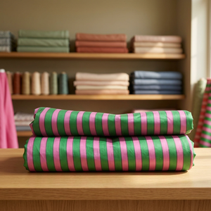 Tela de algodón a rayas de calidad de exportación verde, última moda de verano, tela para prendas de diseñadores, disponible en grandes cantidades. - Product Image 3