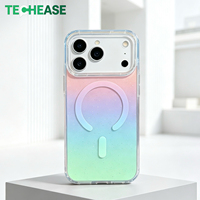 Coque magnétique en TPU pour iPhone 17, effet dégradé arc-en-ciel, transparente, antichoc, étui de protection pour téléphone portable, vente en gros, distributeur, OEM, ODM