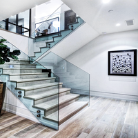Clôture en verre trempée pour escaliers, chemin durcissant pour escaliers intérieur, prix au mètre, européen