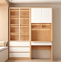 Bureau moderne en bois massif avec étagère intégrée, support au sol, pour étudiant, maison, étude, écriture, combinaison chambre, ordinateur