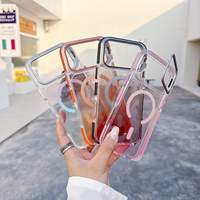 Coque transparente antichoc magnétique en TPU PC à changement de couleur progressif avec support de protection d'objectif pour iPhone 17 16 15 14 13 12 11