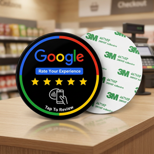 Carte autocollante NFC ronde en PVC pour avis Google, avec code QR, affichage des commentaires, carte de visite professionnelle - Product Image 3