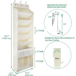 Over The Door <b>Shoe</b> Organizer 33x15x85cm With 5 Slanted Compartments Removable Bin Transparent Pockets Waterproof Polyester - Product Image 4