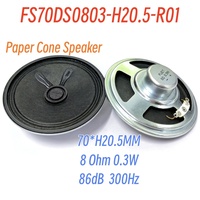 Haut-parleurs à membrane à cône en papier Bluetooth personnalisés de 70mm de diamètre 8 Ohm 0.3W haute sensibilité son fort 106dB avec certification RoHS