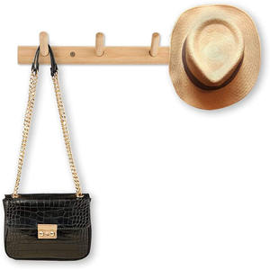 Bamboo Wooden Eco-Friendly Multifunction Entryway <strong>Coat</strong> Hat Hooks 4 <strong>Pegs</strong> Wall Mounted Door Adhesive Bathroom Kitchen Towel Rack - Product Image 6