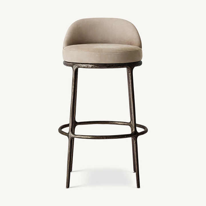 THADDEUS Hand Forged Swivel Golden Brass Metal Frame Stool