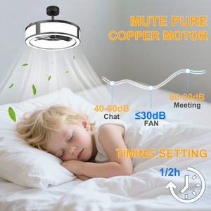 Black Frame <b>Ceiling</b> <b>Fan</b> with Light Dimmable LED 6 wind speeds <b>Fan</b> with 6 Speeds <b>Remote</b> App <b>Control</b> for Bedroom - Product Image 3