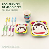 Ensemble de vaisselle pour bébés et enfants, assiettes et bols en fibre de bambou personnalisés avec des dessins animés, assiette et vaisselle pour bébé, sans BPA