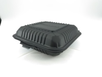 Boîtes à emporter Xiangrong 9 x 9 pouces, 3 compartiments, base noire, couvercle transparent, écologiques, en PP de qualité alimentaire, pour la préparation des repas