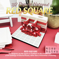 Bloc-notes 3D créatif en papier découpé, modèle architectural de bâtiment russe, cadeau de papeterie souvenir, décoration de bureau