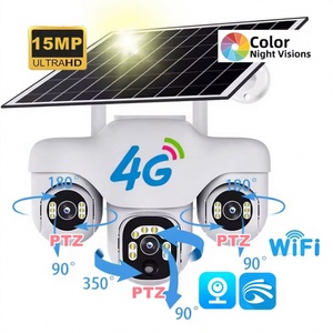 V380 Solar IP Cameras Outdoor <b>Wireless</b> WiFi/4G 15MP 3 PTZ Lens Human Detection <b>Security</b> Surveillance Waterproof IP66 CCTV <b>Camera</b> - Product Image 1