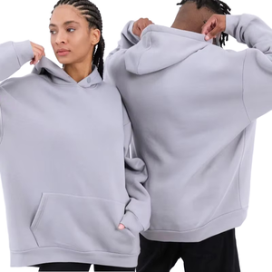 Sudadera con capucha de mezcla de algodón para hombre de 430g, Jersey pesado holgado transpirable, logotipo personalizado, conceptos básicos de Color sólido para ropa de calle de invierno - Product Image 1