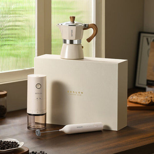 Juego de Café Deslon con Molinillo, Cafetera Moka, Espumador de Leche, Diseño Minimalista Blanco Hueso - Product Image 1