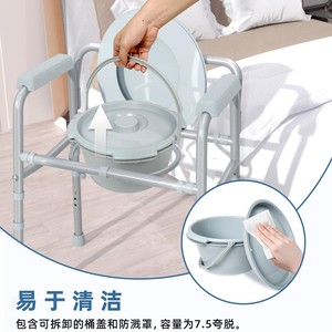<b>Commode</b> <b>Chair</b> With Armrests Plastic 7.5 Quart Capacity For Elderly And Pregnant Women - Product Image 1