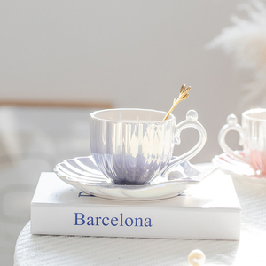 Accesorios de Cocina, Juego de 2 Tazas y Platos de Porcelana para Capuchino, Té Blanco, Café Británico, Latte - Product Image 3