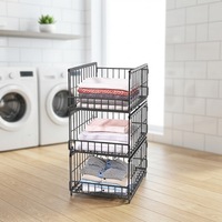 Ruimtebesparend 3-laags stapelbaar metalen draadrek voor het opbergen van spullen in de keuken, badkamer en slaapkamer