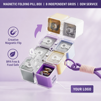 Kotak Obat Magnetik Rubik Cube Logo Kustom 8 Grid Grosir Portabel Kotak Obat Perjalanan Bebas BPA Harga Pabrik