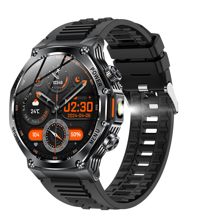 2026 AK82 Round Smartwatch 1.8'' Screen with Flashlight BT Call Heart Rate Blood Oxygen Men Outdoor Sports Relojes Smart Watch