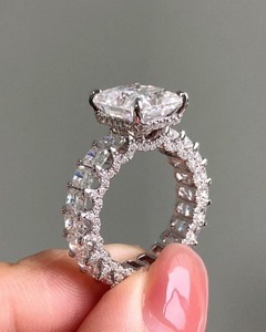 Wholesale Supply Silver Rhodium Plated 2CT Oval Cut Moissanite Prong Setting <b>Ring</b> Women Wedding Engagement Jewelry Available - Product Image 6