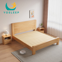 Cadre de lit Double simple de Style nordique meubles de chambre à coucher pour adultes en bois massif ensemble de lit King Queen Size en bois Simple