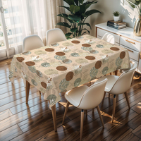 Nappe carrée imperméable RNPT à imprimé végétal marron, housse de table anti-rayures en plastique pour camping et jardin
