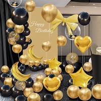 Kit de Décoration de Scène de Fête Joyeux Anniversaire : Ballons, Décoration Murale, Accessoires pour une Ambiance Sophistiquée et une Célébration à Domicile