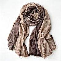 Nouveau Foulard Hijab Artistique en Coton Tendance pour Femmes Adultes – Léger, Coupe-Vent, Dégradé, Style Coréen, Châle Doux et Élégant