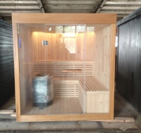 Triunity SUANA-SD Poêle de sauna électrique tout-en-un à infrarouge lointain 9KW 12KW, moderne, pour sauna sec extérieur commercial, 2 personnes, en bois de Pruche