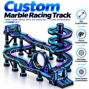 Pista de juego de carreras de canicas multivuelta con obstáculos, sistema inteligente de juego con temática DIY, iluminación LED con logotipo personalizado, para adultos - Product Image 1