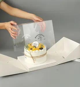 Scatola di stampa imballaggio alimentare decorazione di compleanno nastro singolo strato bento cake scatola di dessert con cupcake