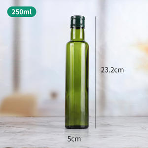 Botella de Vidrio Redonda Verde para Aceite de Oliva de 250 ml, 500 ml, 750 ml, 1000 ml con Tapa de Plástico - Product Image 5