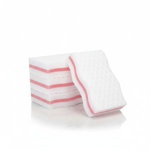 Éponge en mélamine blanche haute densité avec support en PU rose, <span class=keywords><strong>gomme</strong></span> <span class=keywords><strong>magique</strong></span> durable pour usage domestique - Product Image 1