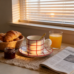 Ensemble tasse et soucoupe en grès de haute qualité pour café, cadeau Saint-Valentin, capacité 250 ml, mugs en céramique portables à motifs variés - Product Image 3