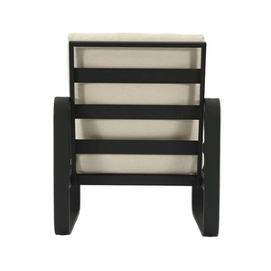 Chaise longue <span class=keywords><strong>d</strong></span>'extérieur commerciale avec coussins beiges, structure en aluminium noir, accoudoirs en bois, mobilier de patio moderne pour hôtel - Product Image 4
