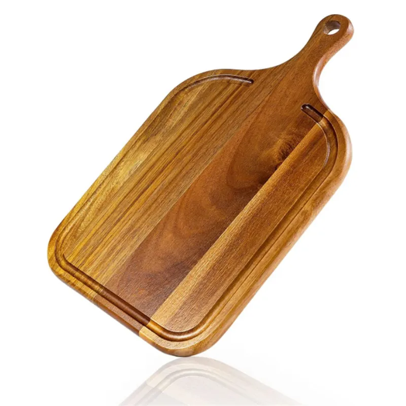 Planche à découper en bois avec poignée planche à fromage de service en bois de qualité supérieure avec rainure de jus pour fromages