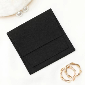 Black Microfiber Jewelry Pouch Jewelry <b>Envelope</b> Pouches Bag, Earrings Rings Bracelet Packaging Bag With Logo - Product Image 1