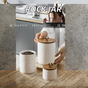 Recipiente de Almacenamiento de Cerámica con Diseño Moderno de Roca, Sostenible, para Conservar la Frescura de Té, Café, Azúcar, Granos y Alimentos en la Cocina - Product Image 2