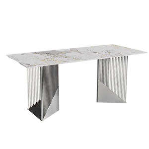 Ensemble <span class=keywords><strong>de</strong></span> salle à manger SUKE pieds originaux <span class=keywords><strong>de</strong></span> style luxueux meubles <span class=keywords><strong>de</strong></span> salle à manger bon marché tables <span class=keywords><strong>de</strong></span> salle à manger en dalles d'acier inoxydable - Product Image 1