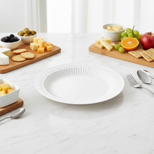 Piatto da portata in plastica PP monouso da 9 pollici, adatto al microonde, con logo stampato, per la conservazione del calore, confezione da 500 pezzi - Product Image 1