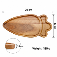 Plateau en bois d'acacia et carotte pour service de table, plateau de rangement écologique pour cuisine