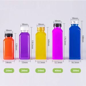 Bouteille de boisson PET originale pleine grandeur 250ml 300ml 350ml 400ml 500ml bouteille de jus en plastique carré français - Product Image 2