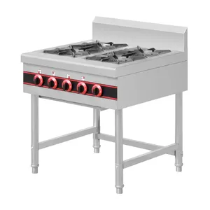 New Arrival Export Standard Commercial 4 Burners Stove Gas Cooking Range Cooker with Pizza Oven and Grill for Bakery